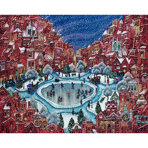 Snow CIty B White Modern Wood Framed Art Print by Bell, Bill