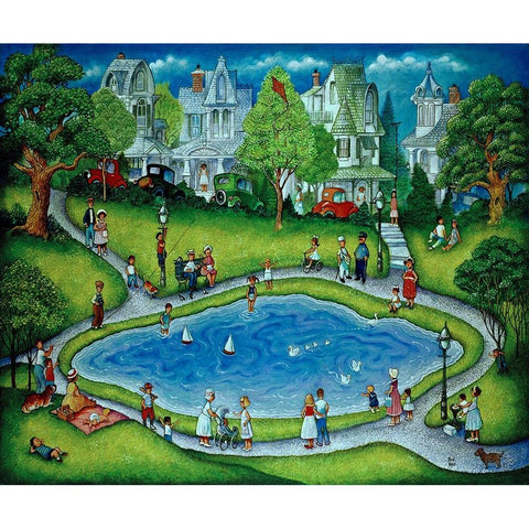 The Park Gold Ornate Wood Framed Art Print with Double Matting by Bell, Bill