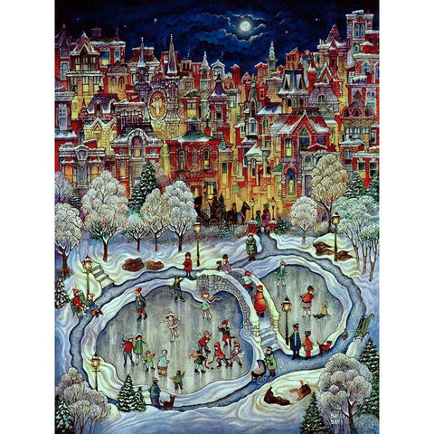 Night Snow White Modern Wood Framed Art Print by Bell, Bill