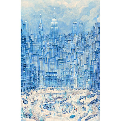 NY City Winter White Modern Wood Framed Art Print by Bell, Bill