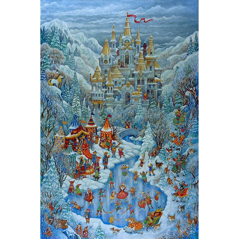 Camelot Castle White Modern Wood Framed Art Print by Bell, Bill