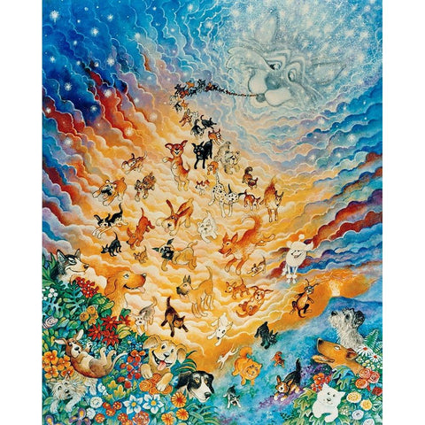 Creation of Dogs White Modern Wood Framed Art Print by Bell, Bill