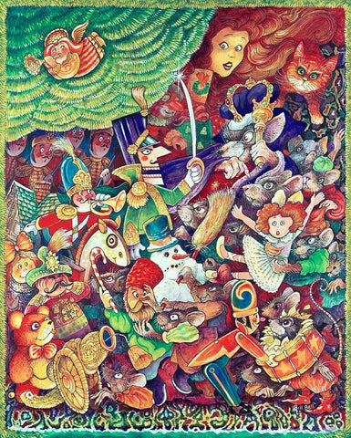 Mouse King Black Ornate Wood Framed Art Print with Double Matting by Bell, Bill