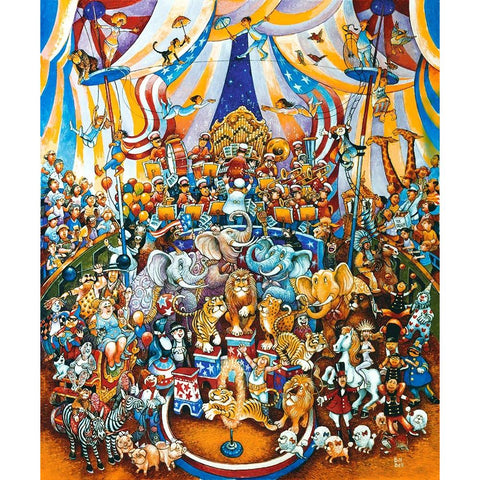 Circus  White Modern Wood Framed Art Print by Bell, Bill