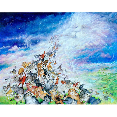 God Created Cats White Modern Wood Framed Art Print by Bell, Bill
