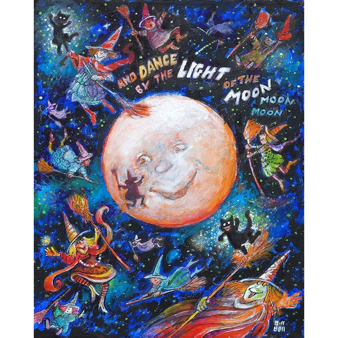 And Dance By The Light Of The Moon White Modern Wood Framed Art Print by Bell, Bill