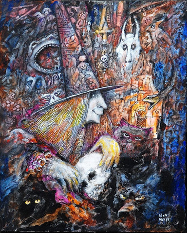 Witch Craft White Modern Wood Framed Art Print with Double Matting by Bell, Bill