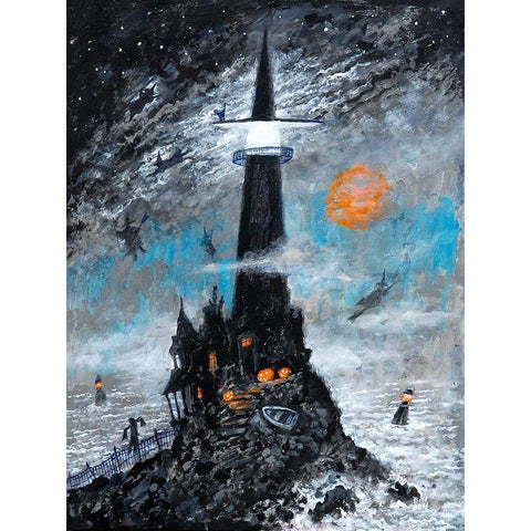 Witches Light Black Modern Wood Framed Art Print with Double Matting by Bell, Bill