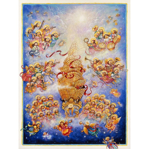 A Symphony Of Angels Gold Ornate Wood Framed Art Print with Double Matting by Bell, Bill