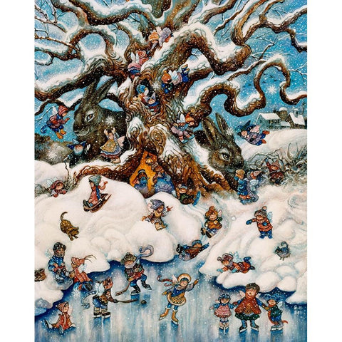 The Snow Fairies White Modern Wood Framed Art Print by Bell, Bill