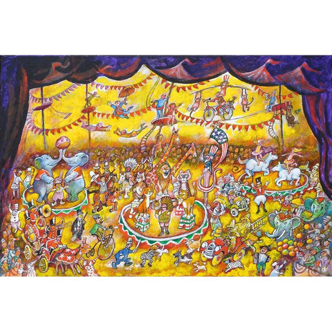 Circus  3 Ring Memories Gold Ornate Wood Framed Art Print with Double Matting by Bell, Bill