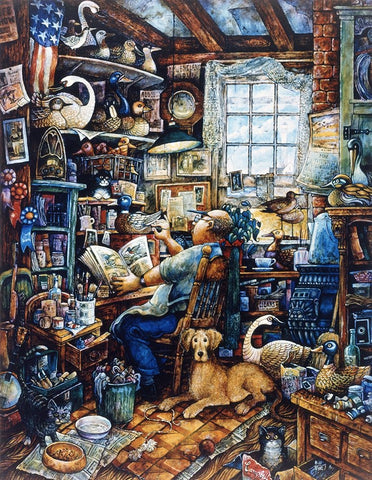 Birdman  White Modern Wood Framed Art Print with Double Matting by Bell, Bill