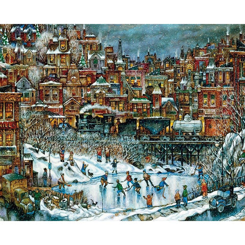 Hockey Train Gold Ornate Wood Framed Art Print with Double Matting by Bell, Bill