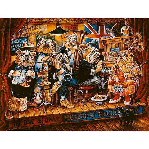 Bull Dog Blues Band Gold Ornate Wood Framed Art Print with Double Matting by Bell, Bill