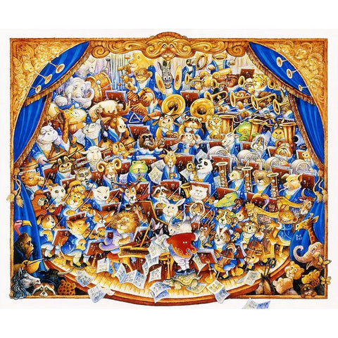 Animal Orchestra Gold Ornate Wood Framed Art Print with Double Matting by Bell, Bill