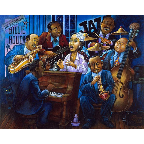 When Billie Sang The Blues White Modern Wood Framed Art Print by Bell, Bill