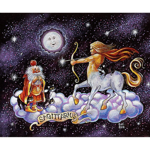 Sagittarius White Modern Wood Framed Art Print by Bell, Bill