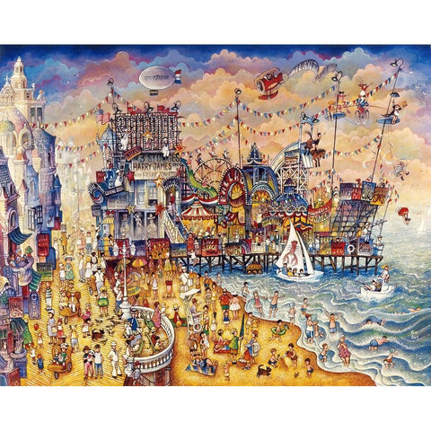 Steel Pier White Modern Wood Framed Art Print by Bell, Bill