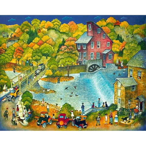 The Old Mill  White Modern Wood Framed Art Print by Bell, Bill