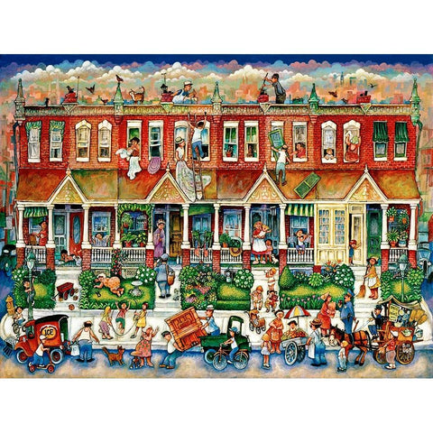 Row Houses  Black Modern Wood Framed Art Print with Double Matting by Bell, Bill