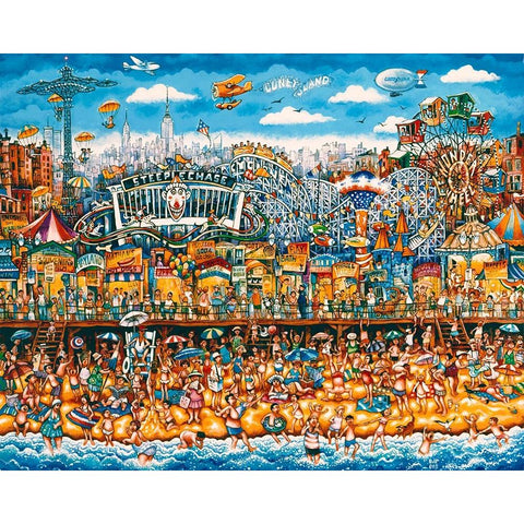 Coney Island Gold Ornate Wood Framed Art Print with Double Matting by Bell, Bill