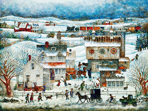 Pennsylvania Winter Black Ornate Wood Framed Art Print with Double Matting by Bell, Bill