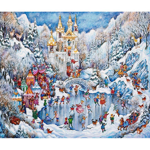 Camelot Winter Gold Ornate Wood Framed Art Print with Double Matting by Bell, Bill