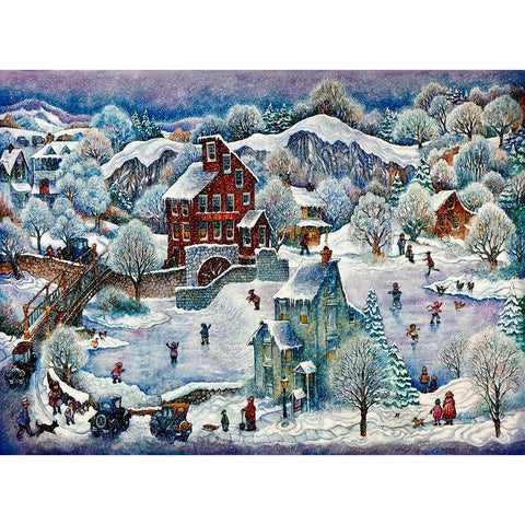 Clinton Mill Snow Gold Ornate Wood Framed Art Print with Double Matting by Bell, Bill