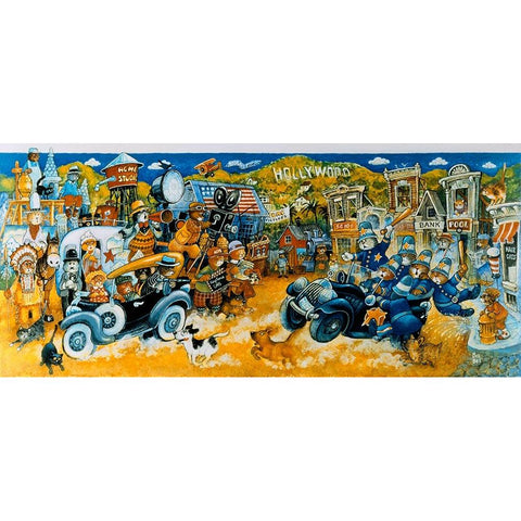 Keystone Kops Black Modern Wood Framed Art Print with Double Matting by Bell, Bill