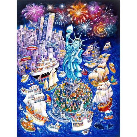 Miss Liberty Gold Ornate Wood Framed Art Print with Double Matting by Bell, Bill