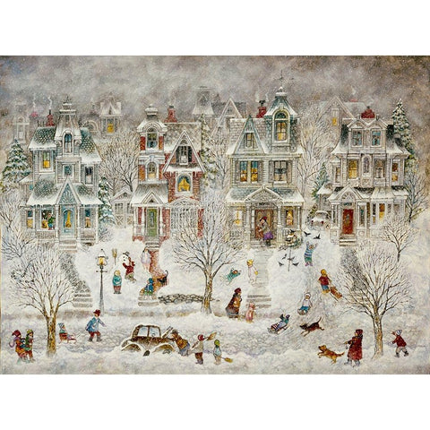 Flurries Gold Ornate Wood Framed Art Print with Double Matting by Bell, Bill