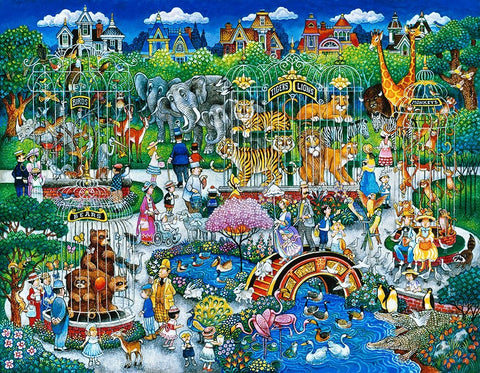 Victorian Zoo White Modern Wood Framed Art Print with Double Matting by Bell, Bill