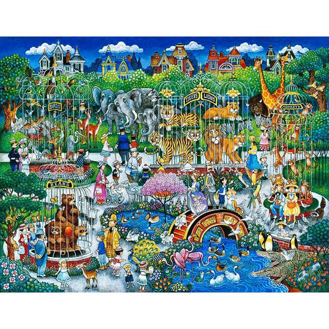 Victorian Zoo Black Modern Wood Framed Art Print by Bell, Bill