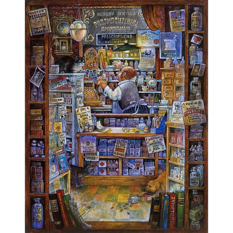 Pharmacist Black Modern Wood Framed Art Print with Double Matting by Bell, Bill