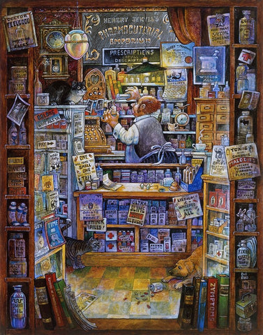 Pharmacist Black Ornate Wood Framed Art Print with Double Matting by Bell, Bill