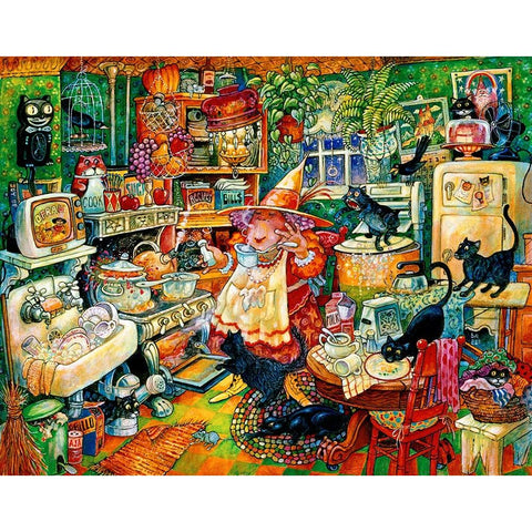 Witchin Kitchen  Black Modern Wood Framed Art Print by Bell, Bill