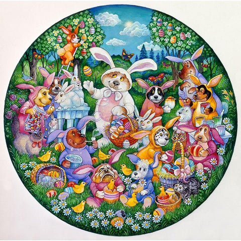 A Doggone Egg-Stravaganza (Pc) White Modern Wood Framed Art Print by Bell, Bill