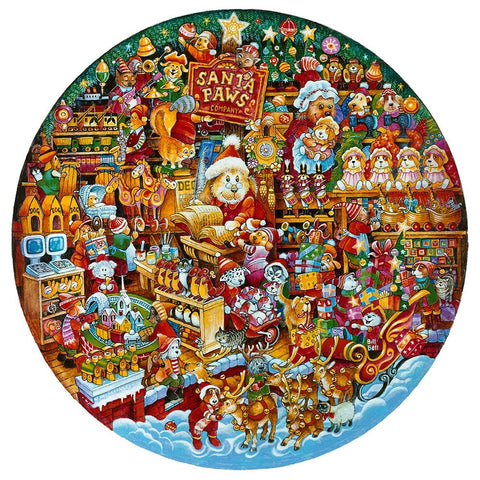 Santa Paws Workshop (Pc) Black Ornate Wood Framed Art Print with Double Matting by Bell, Bill