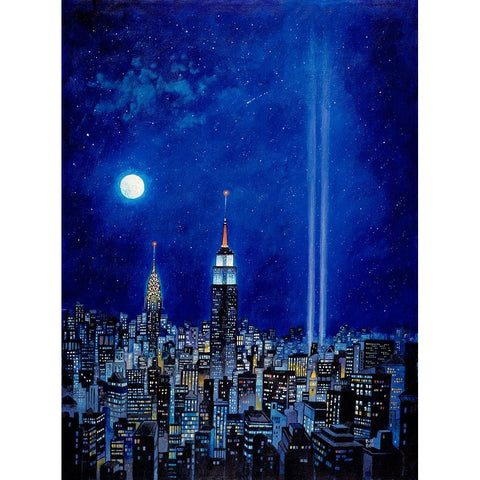 New York Lights 2002 Black Modern Wood Framed Art Print with Double Matting by Bell, Bill