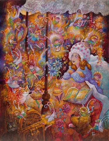 Sugar Plum Fairies Black Ornate Wood Framed Art Print with Double Matting by Bell, Bill