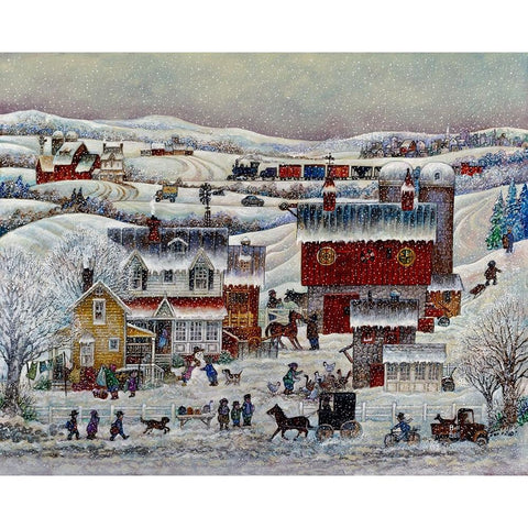 Amish Winter Black Modern Wood Framed Art Print with Double Matting by Bell, Bill