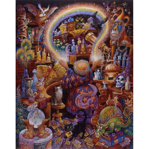 The Rainbow Wizard (Revised) Gold Ornate Wood Framed Art Print with Double Matting by Bell, Bill