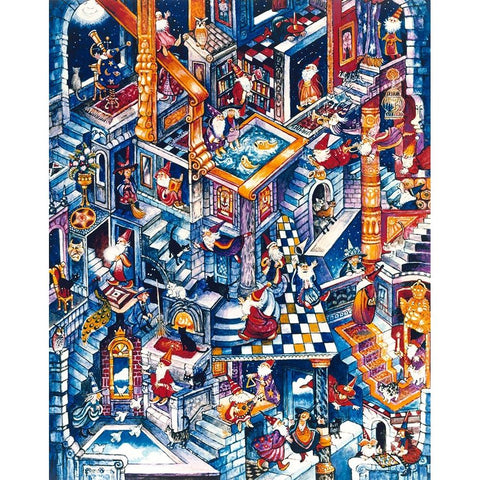 Wizards Castle Black Modern Wood Framed Art Print with Double Matting by Bell, Bill