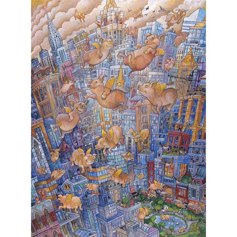 Them Flyin Pigs Gold Ornate Wood Framed Art Print with Double Matting by Bell, Bill