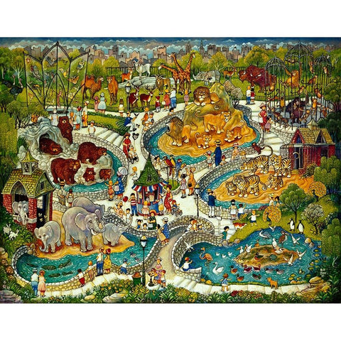 At The Zoo Gold Ornate Wood Framed Art Print with Double Matting by Bell, Bill