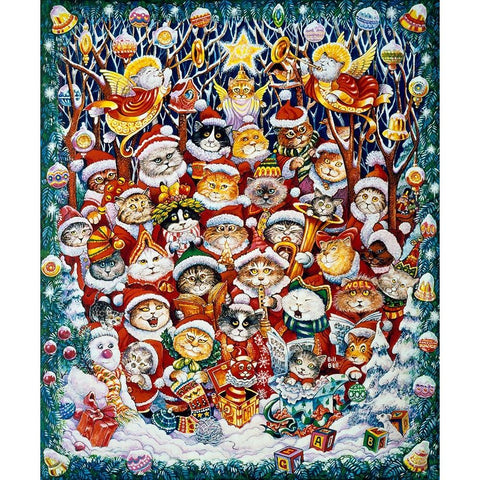 Santa Claws Gold Ornate Wood Framed Art Print with Double Matting by Bell, Bill