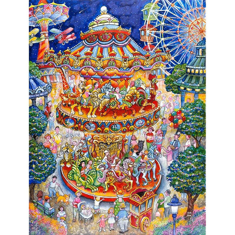 Carousel Dreams Gold Ornate Wood Framed Art Print with Double Matting by Bell, Bill