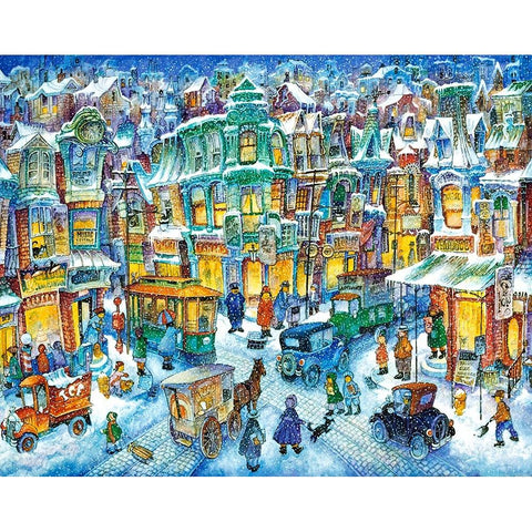 Old City Snow Gold Ornate Wood Framed Art Print with Double Matting by Bell, Bill