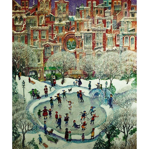 City Skaters Black Modern Wood Framed Art Print with Double Matting by Bell, Bill