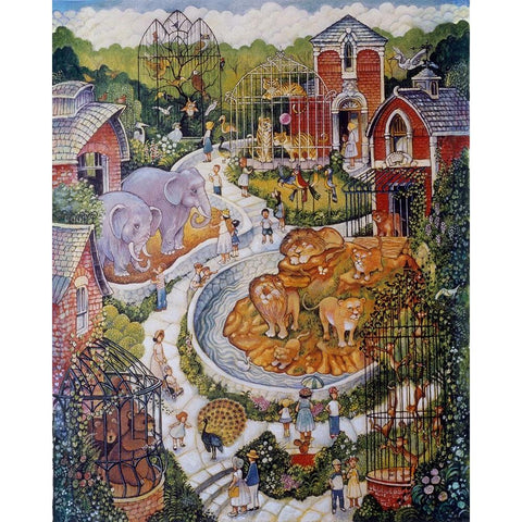 Vertical Zoo Gold Ornate Wood Framed Art Print with Double Matting by Bell, Bill